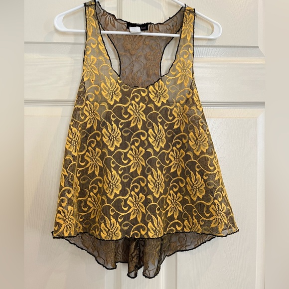 HEART 2 HEART yellow lace top - Picture 1 of 6